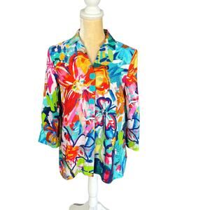 Ali Miles Colorful Tunic Top Size Small